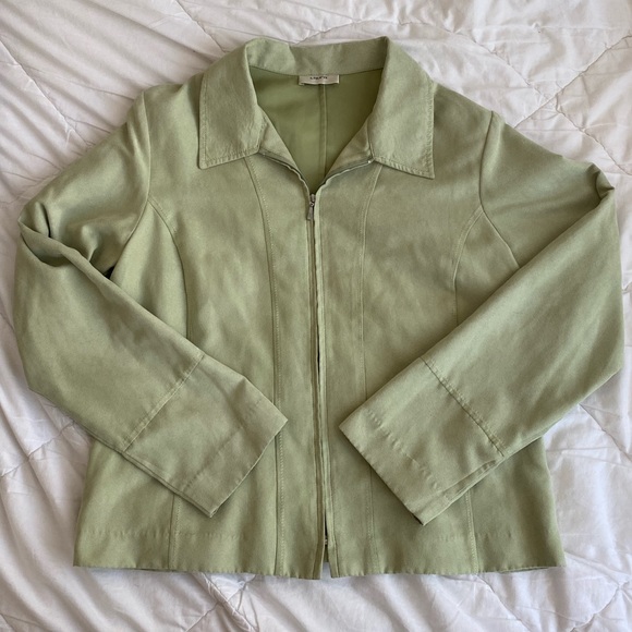 SOLD!! CUTE green zip up blazer - Picture 2 of 7
